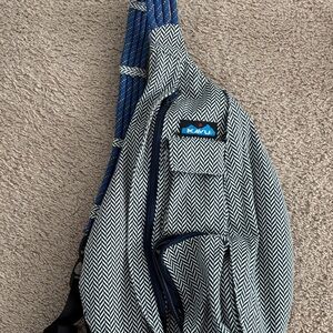 KAVU Navy and White Chevron Sling Bag